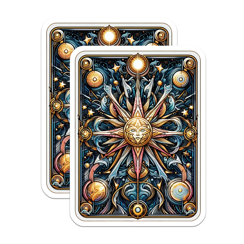 (2 Pack) Tarot Sun Card Magnets - Mystical Celestial Decor - Esoteric Spiritual Art - 5 Inches On Longest Side - Thick Durable Magnet - Made in USA - MAG22284