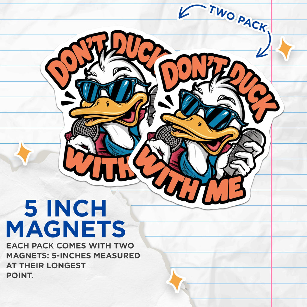 (2 Pack) Duck Magnets - Funny Duck Art - Singing Duck Decor Magnets - 5" On Longest Side - Premium Magnet - for Cars, Refrigerators, Toolboxes, Lockers - Made in USA - MAG16163