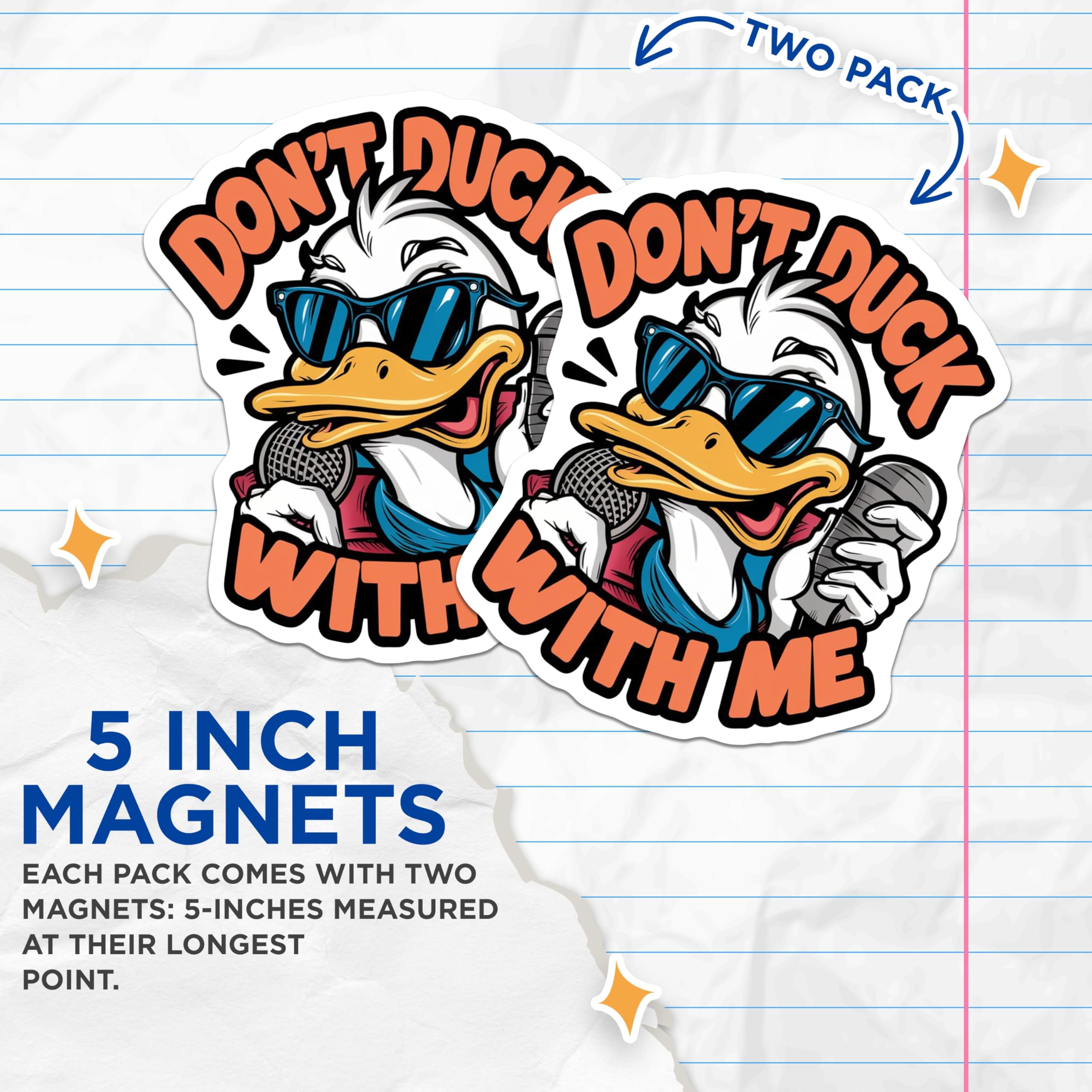 (2 Pack) Duck Magnets - Funny Duck Art - Singing Duck Decor Magnets - 5" On Longest Side - Premium Magnet - for Cars, Refrigerators, Toolboxes, Lockers - Made in USA - MAG16163