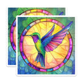 (2 Pack) Stained Glass Hummingbird Magnets - Vibrant Colorful Bird Art - Nature Lover Kitchen Fridge Decor Aesthetic - 5 Inches On Longest Side - Thick Durable Magnet - Made in USA - MAG30160