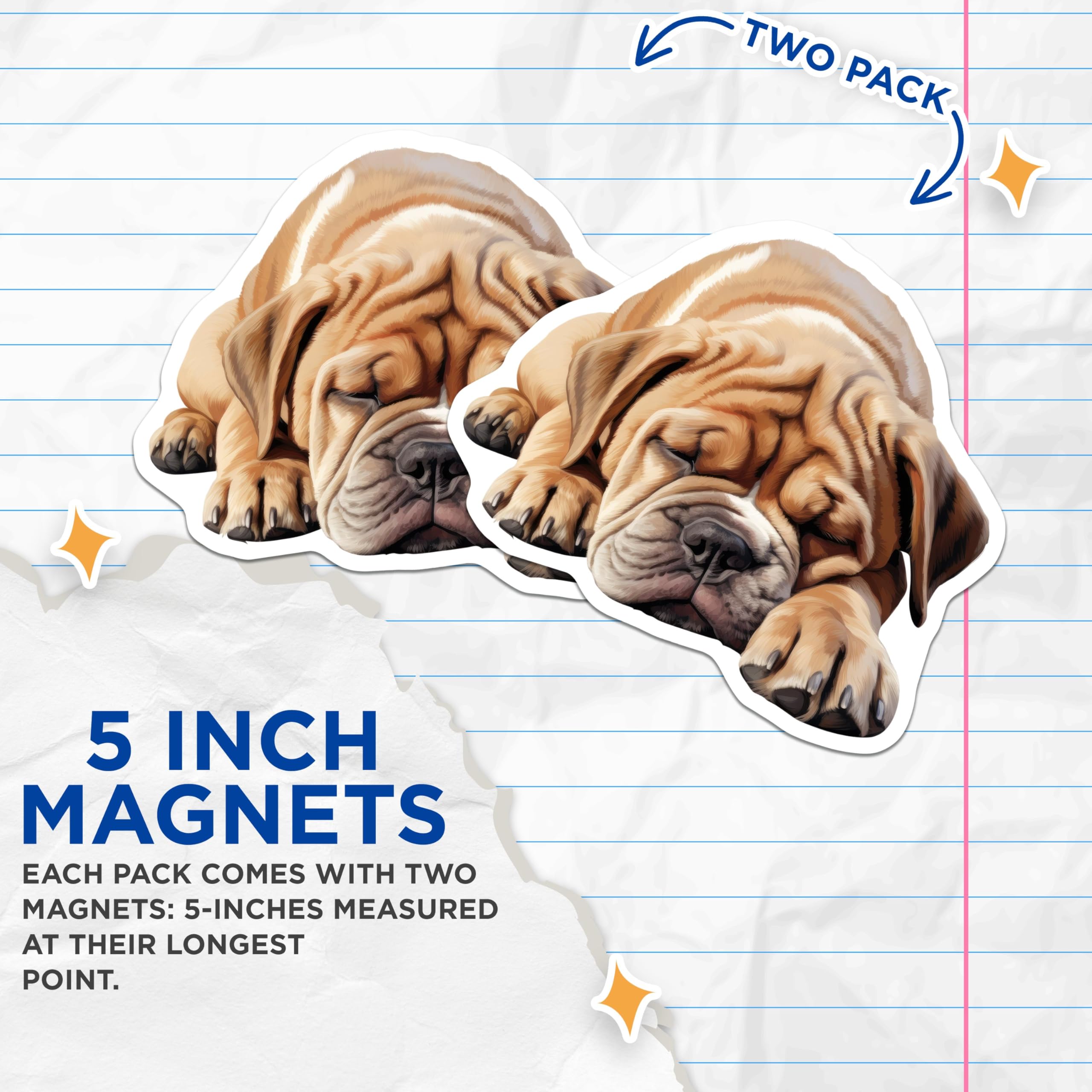 (2 Pack) Cute Puppy Decor Magnet - 5" On Longest Side - Sticks to Smooth Flat Surfaces - Made in USA - MAG9893