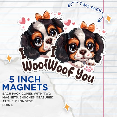 (2 Packs) I Woof You Cute Dog Magnets - Dog Mom Dog Dad Magnets - 5 Inches On Longest Side - Premium Magnet - for Fridges, Toolboxes, Cars - Made in USA - MAG2339