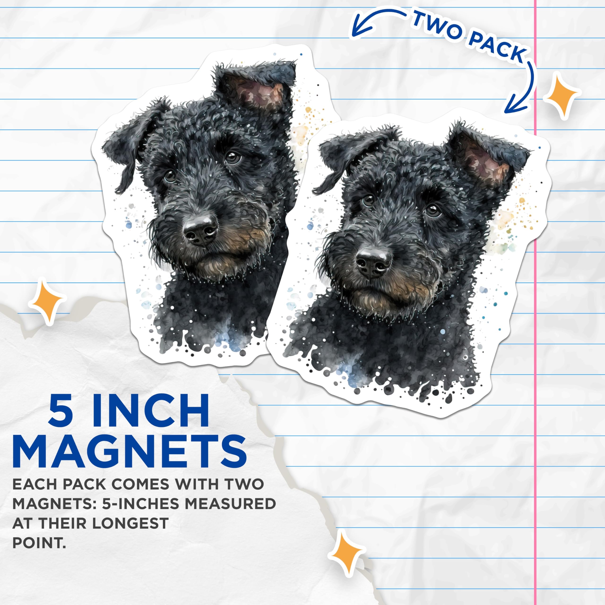 (2 Pack) Black Terrier Magnets - Watercolor Dog Art - Pet Lover Decor - 5 Inches On Longest Side - Thick Durable Magnet - Made in USA - MAG28121