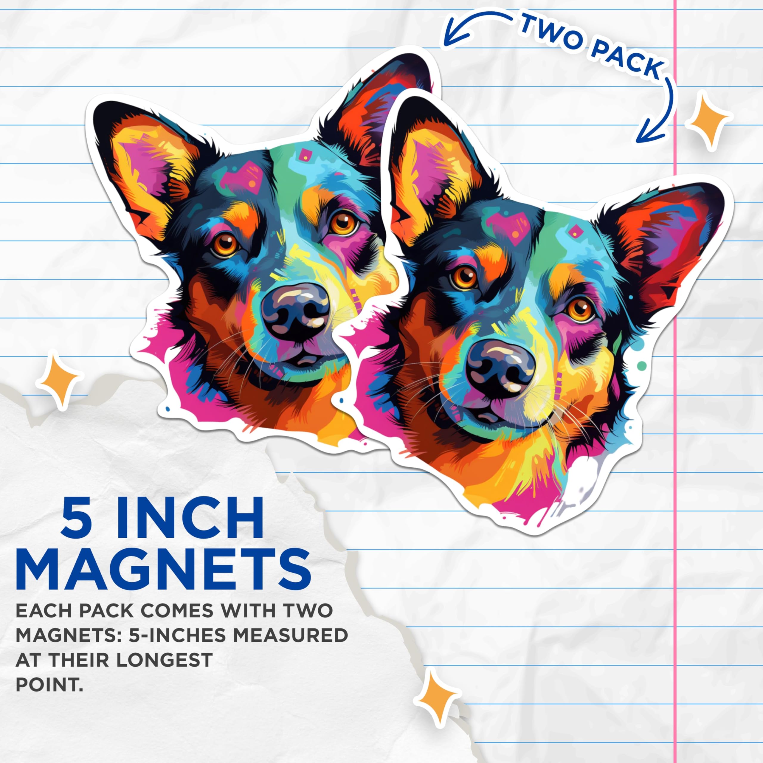 (2 Pack) Australian Cattle Dog Breed Magnets - 5 Inches On Longest Side - Choose from Over 100 Dog Breeds - for Cars, Refrigerators, Toolboxes - Made in USA - MAG1759