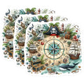 (3 Pack) Pirate Map Decals - Nautical Compass Sticker - Treasure Hunt Laptop Decal- 3 Inches On Longest Side - Easy Peel & Apply - Made in USA - 3MCS5405