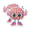 (2 Pack) Funny Brain Stickers - Cute Kawaii Brain Decal - Cartoon Brain Art Sticker - 5" On Longest Side - Sticks to Smooth Flat Surfaces - Made in USA - BMCS6886