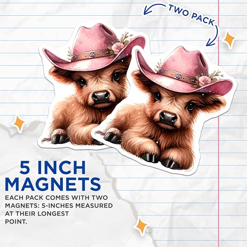 (2 Pack) Cute Cow Magnets - Adorable Animal Magnets - Farm Animal Decor Magnets for Fridge - 5" On Longest Side - for Cars, Refrigerators, Toolboxes, Lockers - Made in USA MAG3611