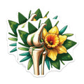 (2 Pack) Human Knee Bone Magnets - Detailed Anatomical Daffodil Flower Art - Orthopedic Science Medical Refrigerator Decor - 5 Inches On Longest Side - Thick Durable Magnet - Made in USA - MAG19549