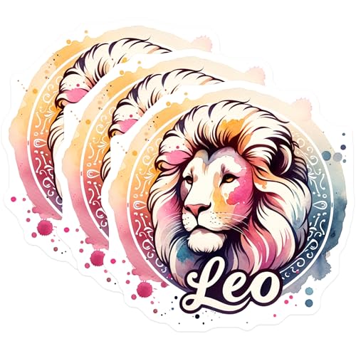 (3 Pack) Leo Lion Decals - Zodiac Sign Stickers - Laptop Car Decal- 3 Inches On Longest Side - Easy Peel & Apply - Made in USA - 3MCS5843