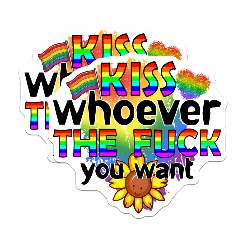 (2 Pack) Kiss Whoever The Fuck You Want Stickers - 5" On Longest Side - Sticks to Smooth Flat Surfaces - Made in USA - BMCS9192 - BMCS9192
