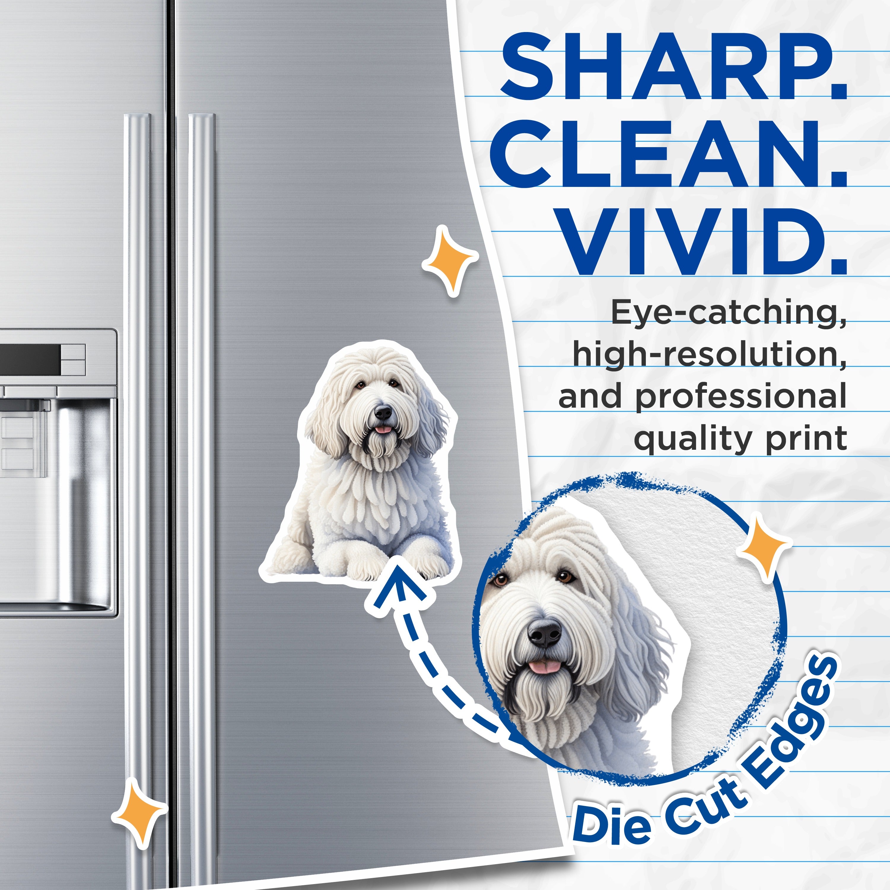 (2 Pack) Goldendoodle Magnets - Adorable Fluffy White Dog Decor - Pet Lover Refrigerator Accessory - 5 Inches On Longest Side - Thick Durable Magnet - Made in USA - MAG39724