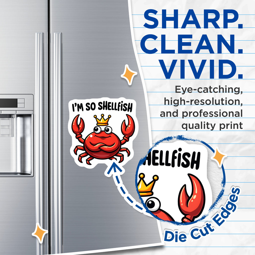 (2 Pack) Shellfish Crab Puns Magnets - Funny Ocean Animals - King Crab Fridge Decor - 5 Inches On Longest Side - Thick Durable Magnet - Made in USA - MAG38757