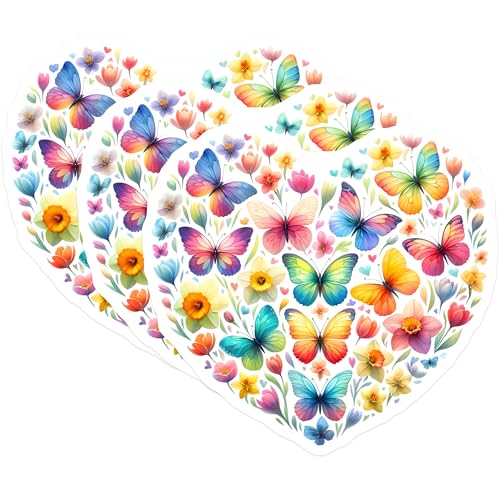 (3 Pack) Butterfly Heart Decals - Floral Decal - Laptop Decal - 3 Inches On Longest Side - Easy Peel & Apply - Made in USA - 3MCS0076