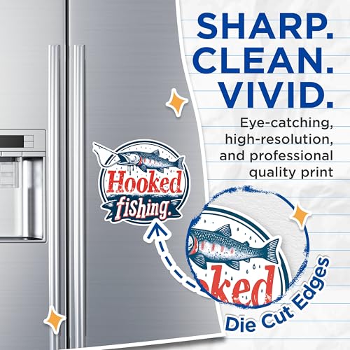 (2 Pack) Hooked Fishing Magnets - Fisherman Decor Magnets - Fishing Enthusiast Magnets- 5" On Longest Side - for Fridges, Toolboxes, Cars - Made in USA - MAG2626