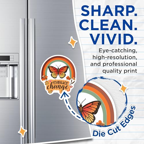 (2 Pack) Embrace Change Magnets - Butterfly Rainbow Magnets - Inspirational Magnet for Fridge - 5" On Longest Side - for Cars, Fridges, Toolboxes - Made in USA - MAG4333