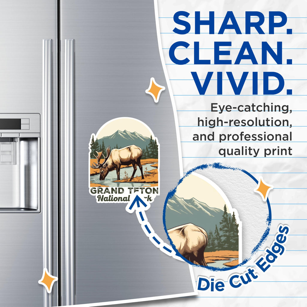 (2 Packs) Grand Teton National Park Magnets - Grand Teton National Park Magnets - 5 Inches On Longest Side - Premium Magnet - for Fridges, Toolboxes, Cars - Made in USA - MAG2476
