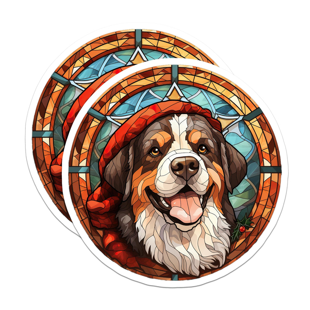 (2 Pack) Bernese Mountain Dog Magnets - Stained Glass Berner Art - Winter Holiday Dog Decor - Christmas Animal Accent - 5 Inches On Longest Side - Thick Durable Magnet - Made in USA - MAG23908