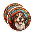 (2 Pack) Bernese Mountain Dog Magnets - Stained Glass Berner Art - Winter Holiday Dog Decor - Christmas Animal Accent - 5 Inches On Longest Side - Thick Durable Magnet - Made in USA - MAG23908