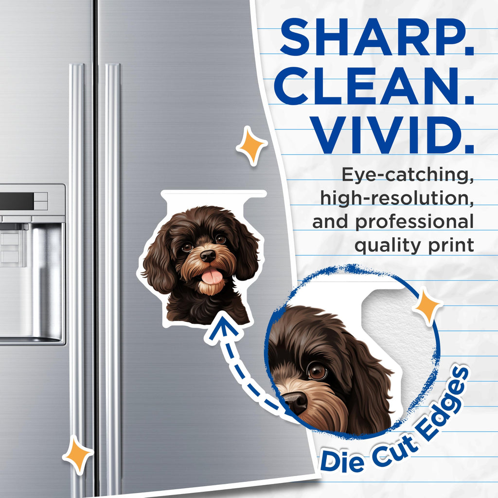 (2 Pack) Cute Doodle Dog Magnets - Puppy Face - Dog Mom Decor - 5 Inches On Longest Side - Thick Durable Magnet - Made in USA - MAG29832