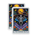 (2 Pack) Tarot Card Stickers - Skeleton Stickers - The Hanged Man Stickers - 5" On Longest Side - Sticks to Smooth Flat Surfaces - Made in USA - BMCS5424