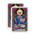 (2 Pack) Teacher Appreciation Magnets - Skeleton Educator Decor - Tarot Style Classroom Art - Mentor Thank You - 5 Inches On Longest Side - Thick Durable Magnet - Made in USA - MAG30045