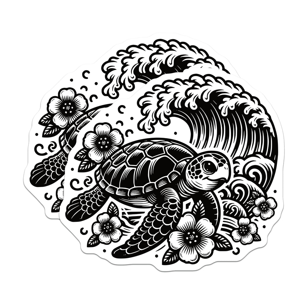 (2 Pack) Sea Turtle Ocean Wave Magnets - Hawaiian Coastal Decor - Tropical Fridge Locker Art - 5 Inches On Longest Side - Thick Durable Magnet - Made in USA - MAG36974