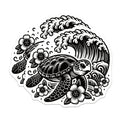 (2 Pack) Sea Turtle Ocean Wave Magnets - Hawaiian Coastal Decor - Tropical Fridge Locker Art - 5 Inches On Longest Side - Thick Durable Magnet - Made in USA - MAG36974