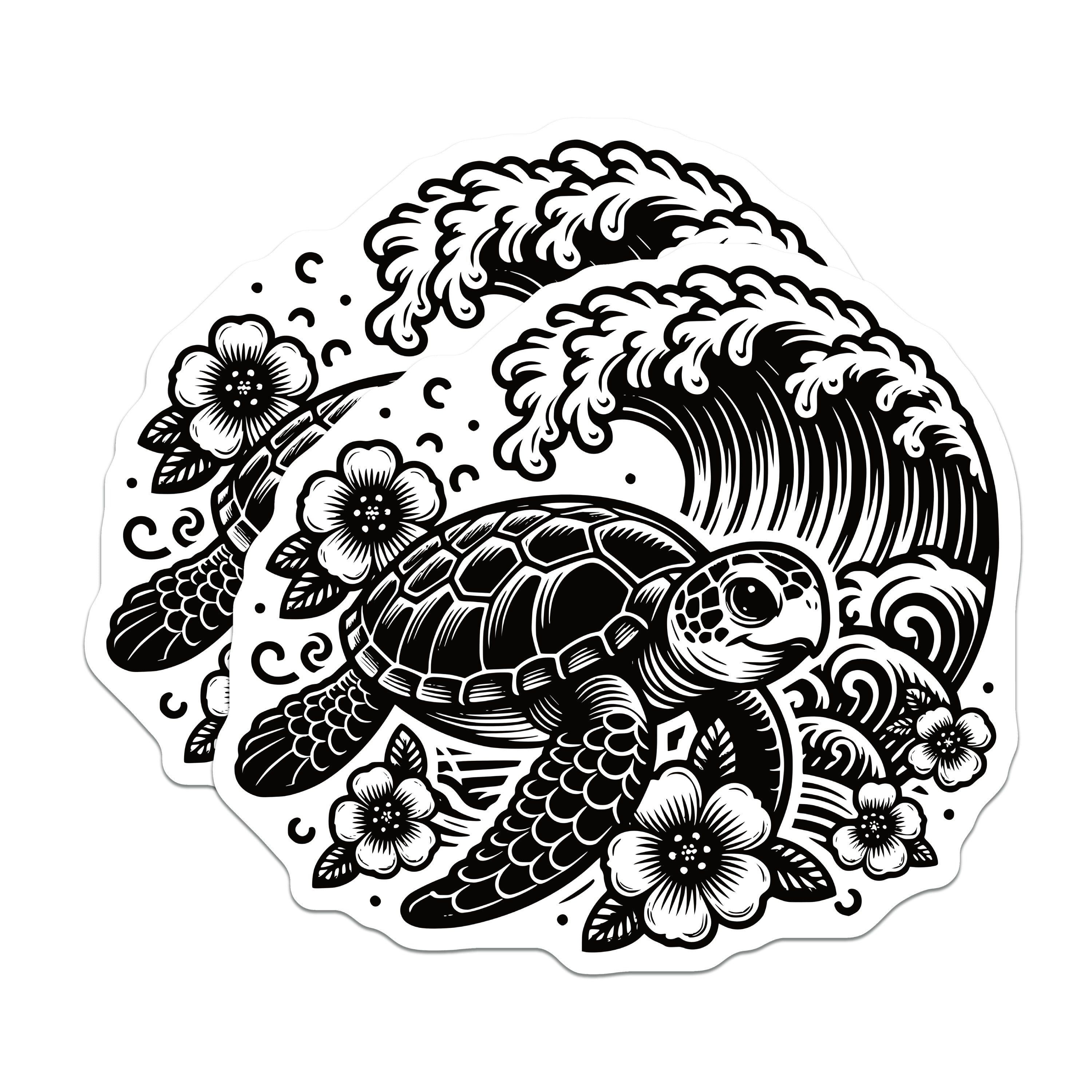 (2 Pack) Sea Turtle Ocean Wave Magnets - Hawaiian Coastal Decor - Tropical Fridge Locker Art - 5 Inches On Longest Side - Thick Durable Magnet - Made in USA - MAG36974