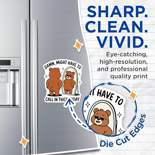 (2 Pack) Call in Thicc Today Magnets - Funny Bear Mirror Magnets - Humorous Reflective Magnets - 5" On Longest Side - for Cars, Refrigerators, Toolboxes, Lockers - Made in USA BMCS3439