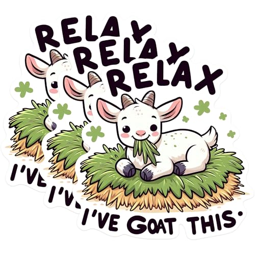 (3 Pack) Relax I've Goat This Decals - Cute Goat Stickers - Funny Animal Decals - 3 Inches On Longest Side - Easy Peel & Apply - Made in USA - 3MCS0241
