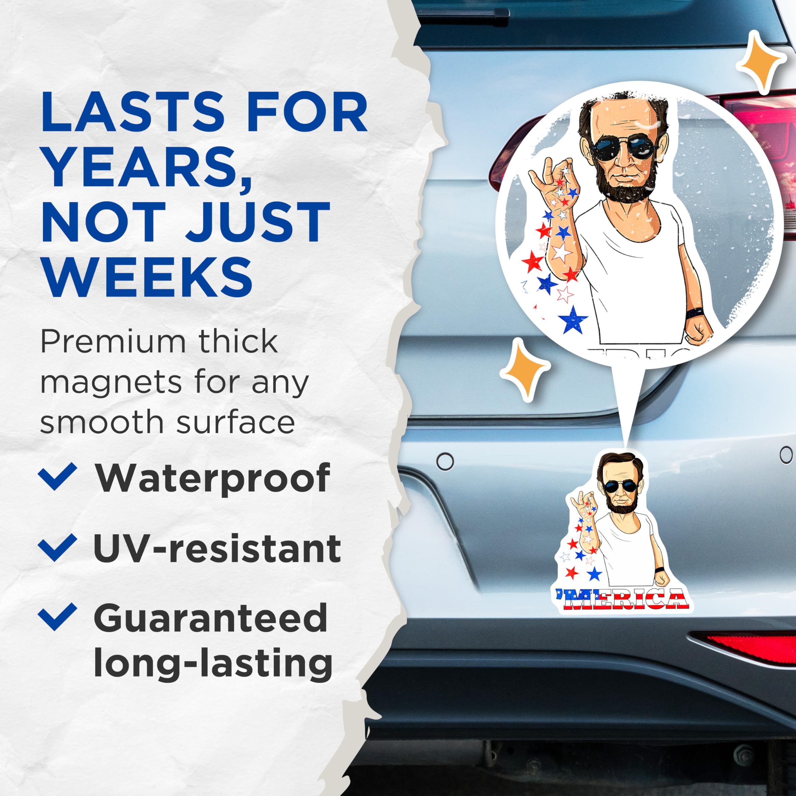 (2 Pack) Salt Bae Lincoln Magnets - Funny Patriotic Decor - Merica Fridge Accessory - 5 Inches On Longest Side - Thick Durable Magnet - Made in USA - MAG29929
