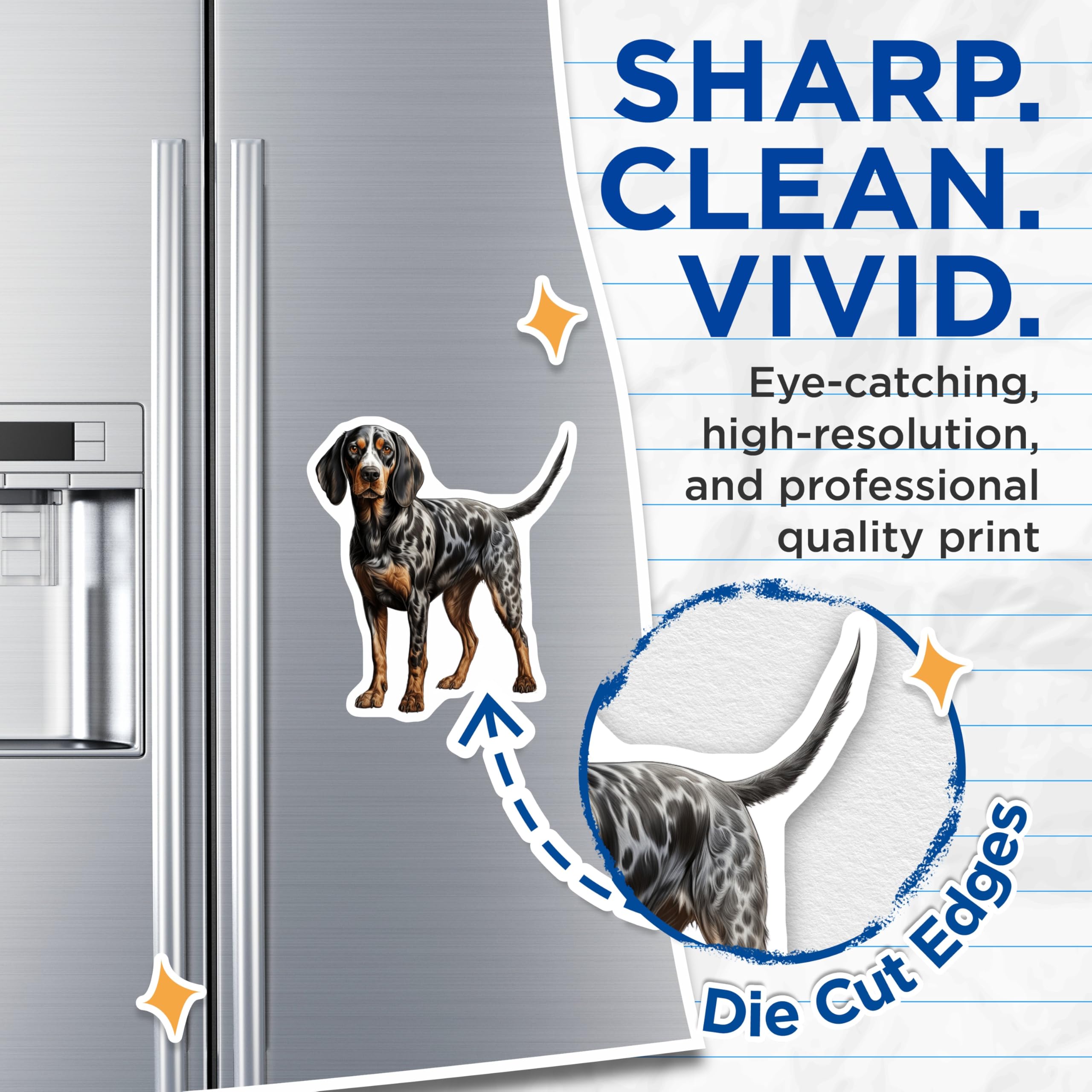 (2 Pack) Bluetick Coonhound Magnets - Hound Dog Lover - Dog Breed Art - 5 Inches On Longest Side - Thick Durable Magnet - Made in USA - MAG28155