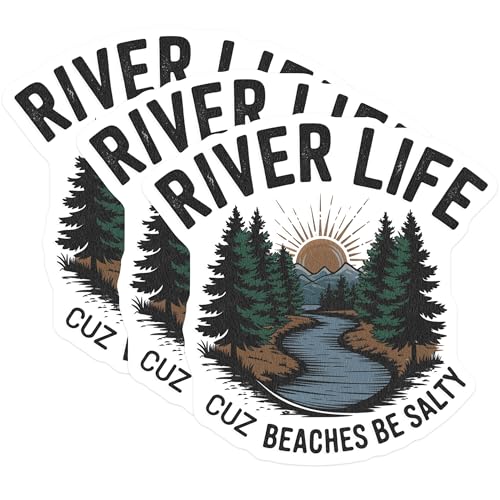 (3 Pack) River Life Decals - Salty Beaches - Laptop Decal - 3 Inches On Longest Side - Easy Peel & Apply - Made in USA - 3MCS7941