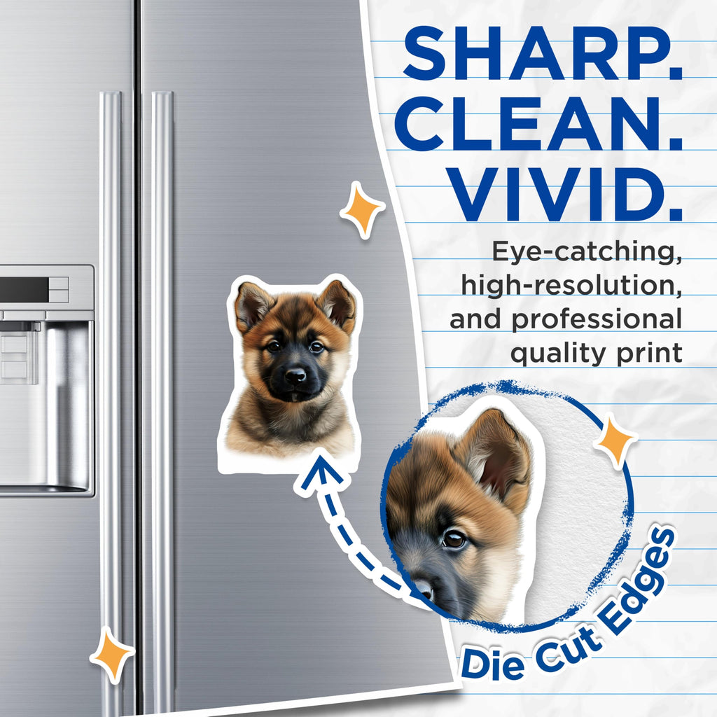 (2 Pack) Cute German Shepherd Puppy Magnets - Dog Mom Present - Animal Lover Decor - 5 Inches On Longest Side - Thick Durable Magnet - Made in USA - MAG28986