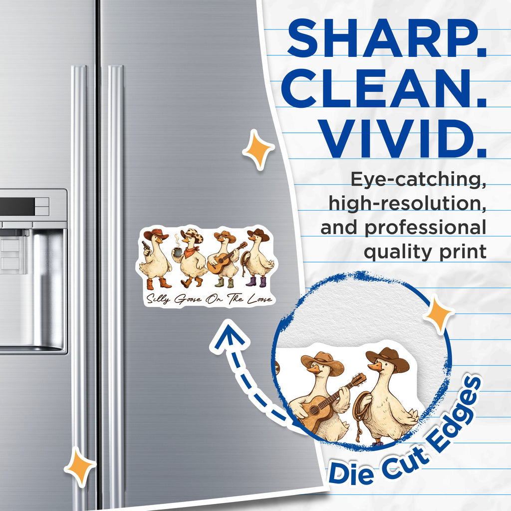 (2 Pack) Silly Goose On The Loose Magnets - Cowboy Geese Decor - Funny Farm Animal Western Kitchen Fridge - 5 Inches On Longest Side - Thick Durable Magnet - Made in USA - MAG39254