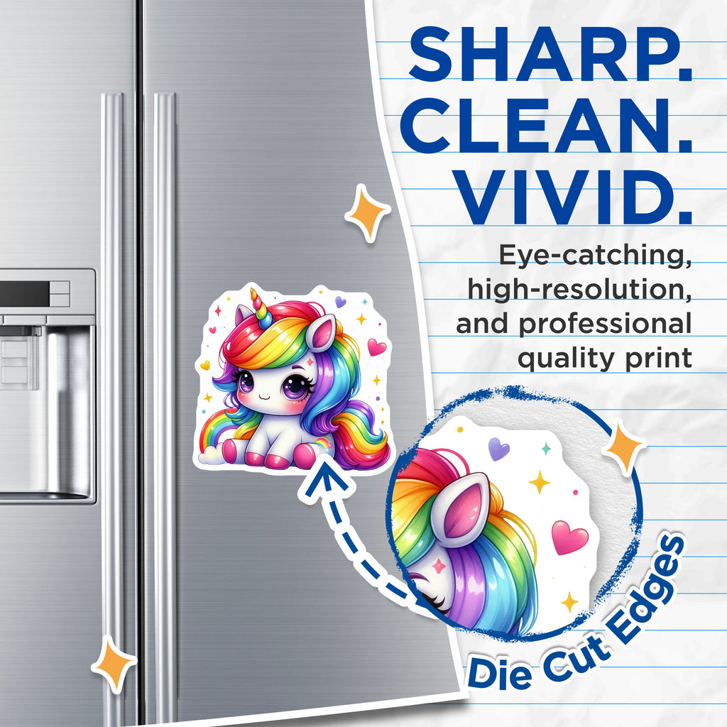 (2 Pack) Kawaii Unicorn Magnets - Cute Rainbow Fantasy Decor - Magical Animal Refrigerator Magnet - Kids Whiteboard Decoration - 5" - Thick Durable Magnet - Made in USA - MAG39437