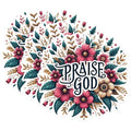 (3 Pack) Praise God Decals - Floral Christian Decal - Religious Laptop Decal - 3 Inches On Longest Side - Easy Peel & Apply - Made in USA - 3MCS1385