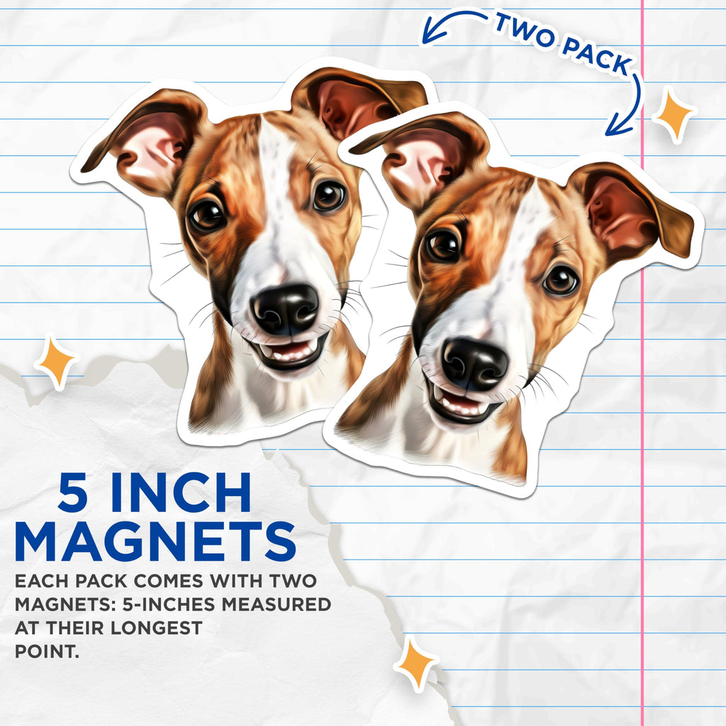 (2 Pack) Italian Greyhound Magnets - Smiling Dog Decor - Pet Lover Accessory - 5 Inches On Longest Side - Thick Durable Magnet - Made in USA - MAG29004