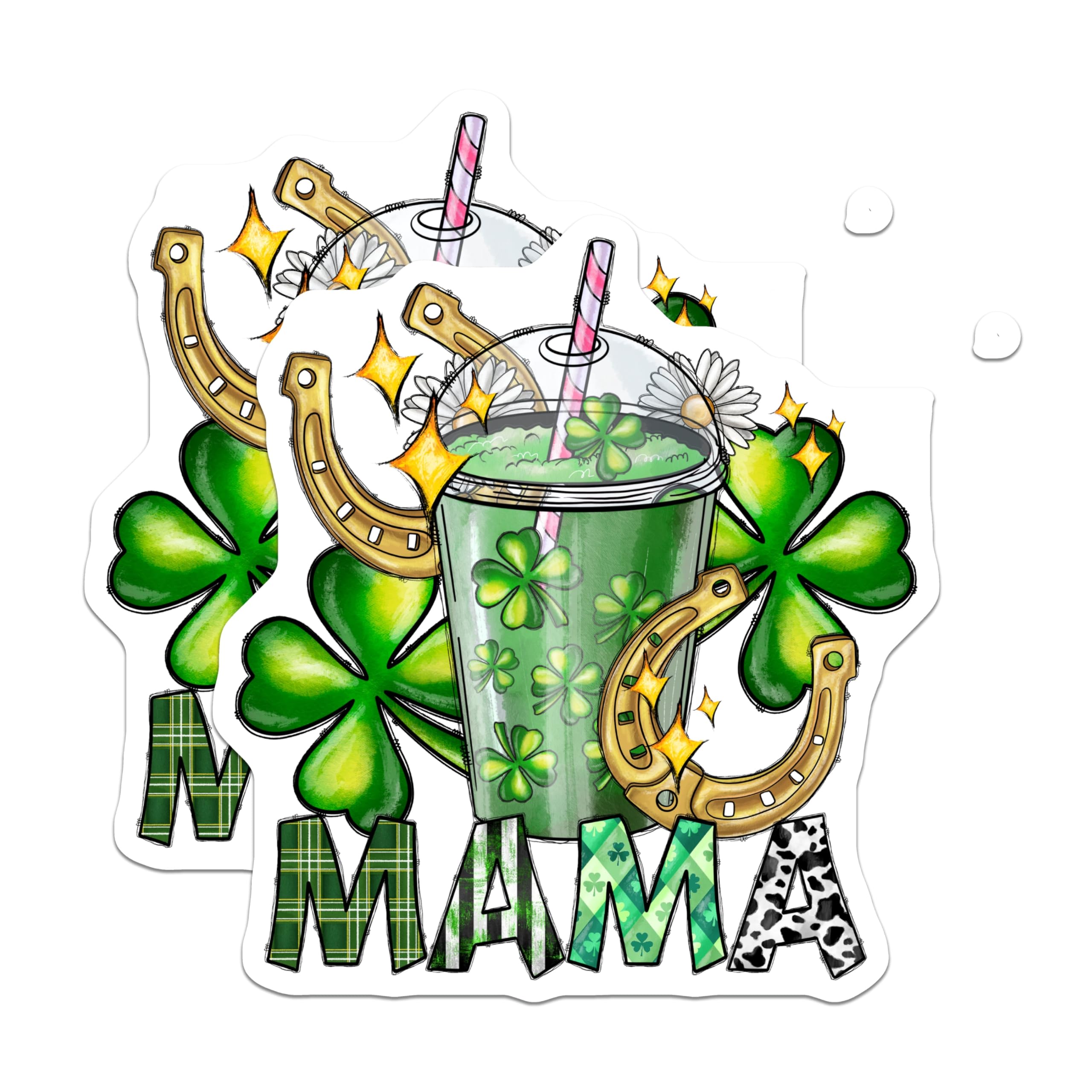 (2 Pack) St Patricks Day Mama Magnets - Lucky Shamrock Mom Decor - Irish Celebration Refrigerator Accent - 5 Inches On Longest Side - Thick Durable Magnet - Made in USA - MAG24252