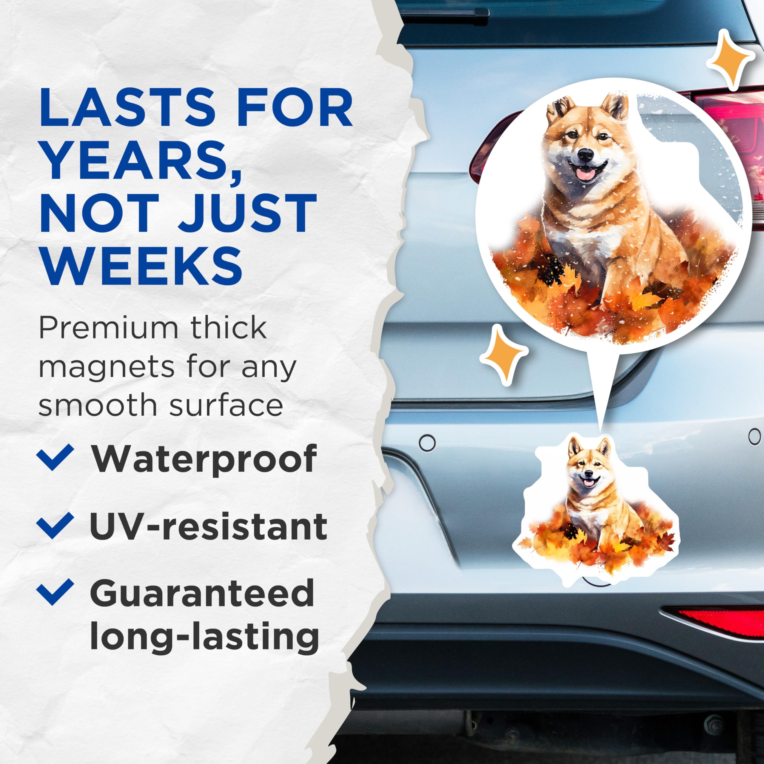 (2 Pack) Shiba Inu Magnets - Autumn Fall Decor - Cute Dog Lover Fridge Display - 5 Inches On Longest Side - Thick Durable Magnet - Made in USA - MAG27582