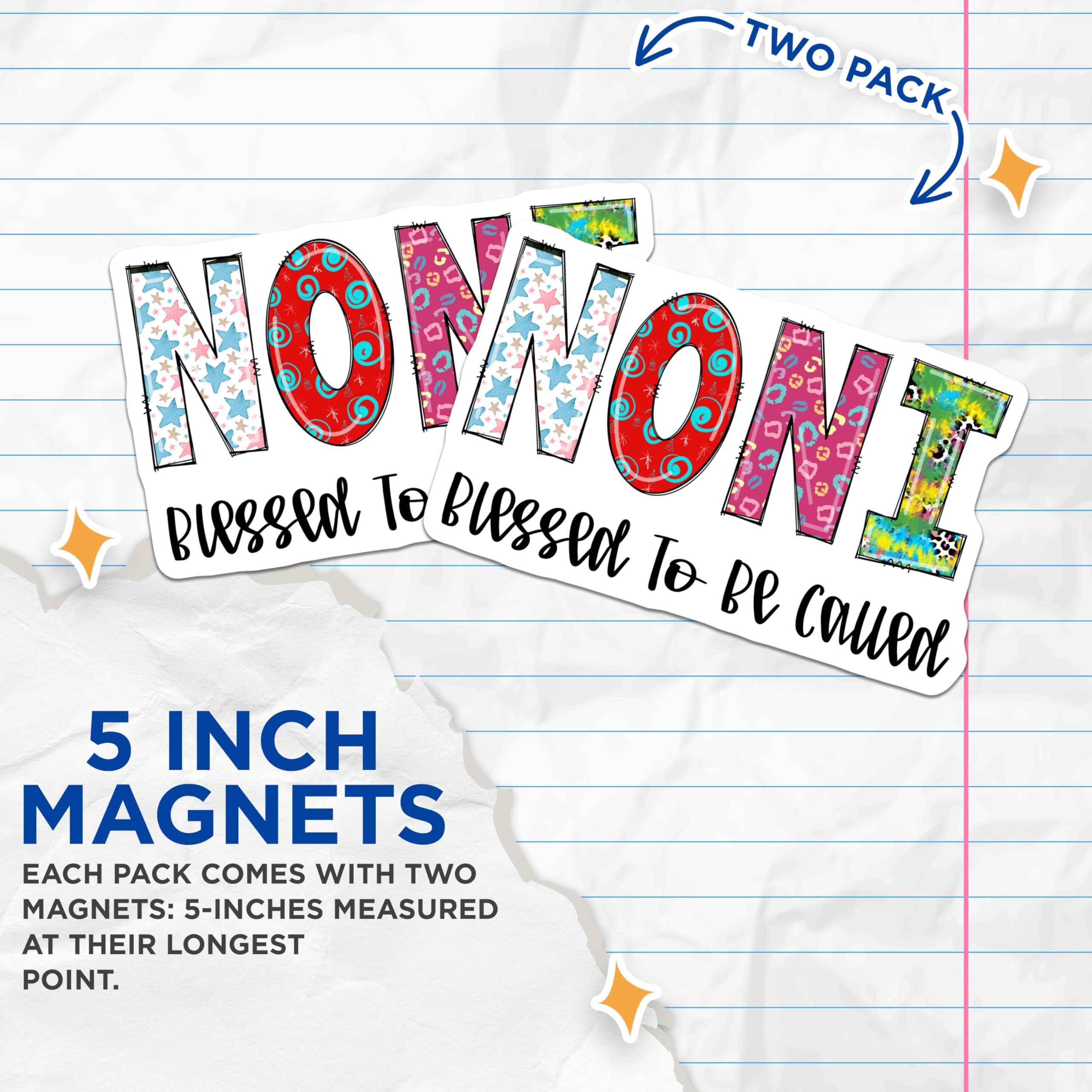 (2 Pack) Noni Blessed Magnets - Grandmother Decorations - Nana Gift Idea Refrigerator Decor - 5" On Longest Side - Premium Magnet - for Cars, Refrigerators, Toolboxes, Lockers - Made in USA - MAG14239