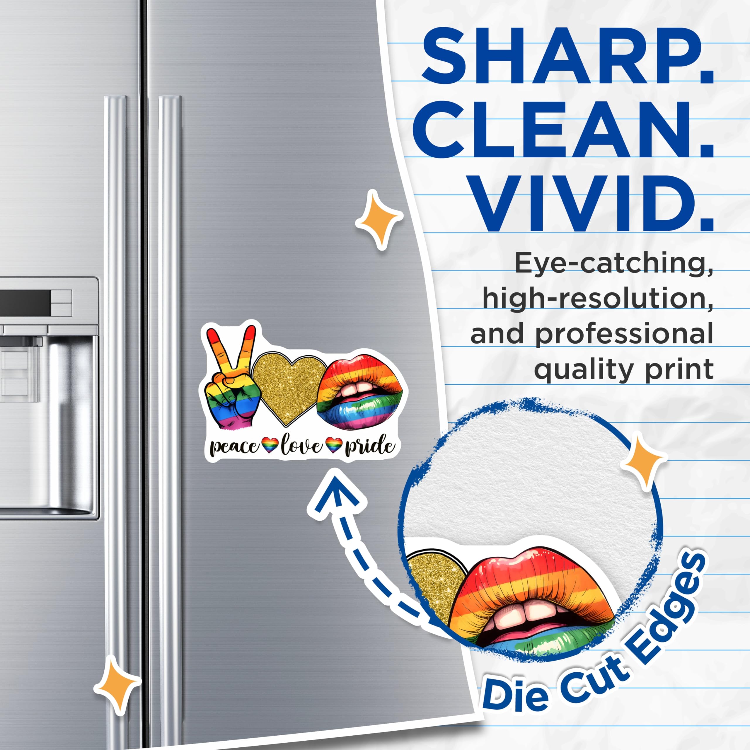 (2 Pack) Pride Magnets - Peace Love Pride - Rainbow LGBTQ Decor - 5" On Longest Side - Premium Magnet - for Cars, Refrigerators, Toolboxes, Lockers - Made in USA - MAG16711