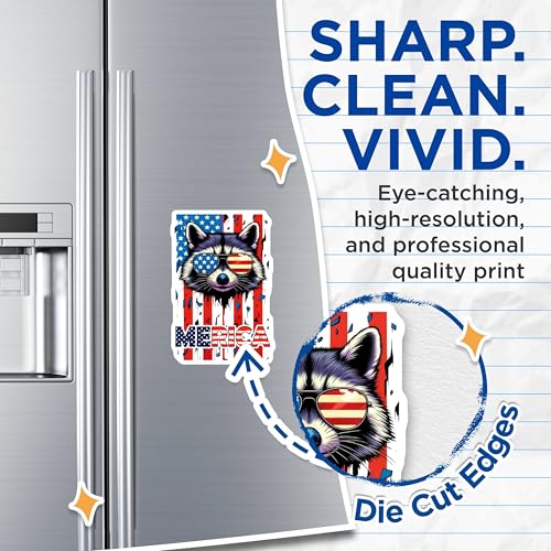 (2 Pack) Patriotic Raccoon Magnets - American Flag - Independence Day Decor - Fun and Unique Refrigerator Magnets - 5" On Longest Side - for Cars, Fridges, Toolboxes - Made in USA - MAG6957