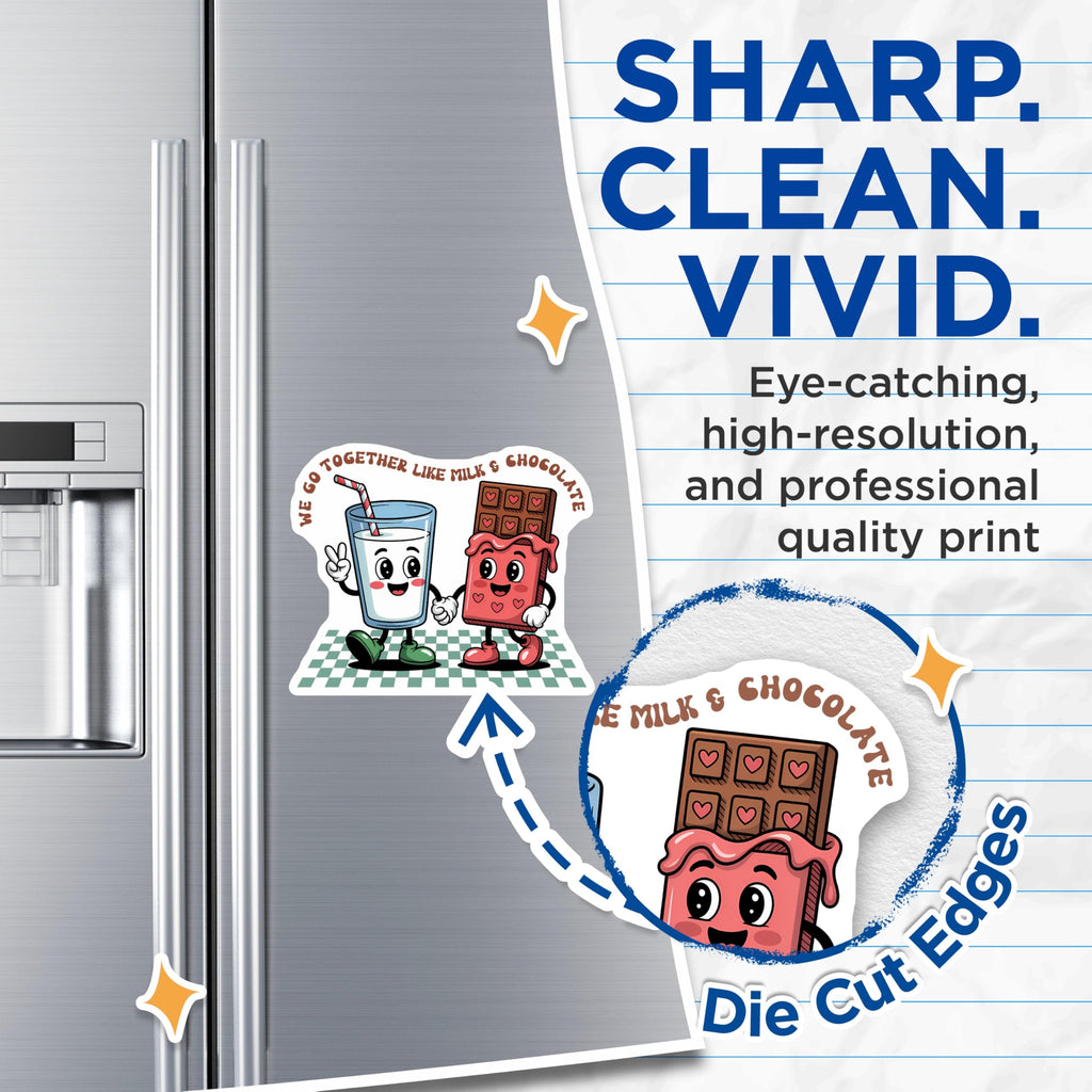 (2 Pack) Milk and Chocolate Magnets - Cute Cartoon Magnets - Couple Relationship Magnets - 5" On Longest Side - Premium Magnet - for Cars, Refrigerators, Toolboxes, Lockers - Made in USA - MAG14394