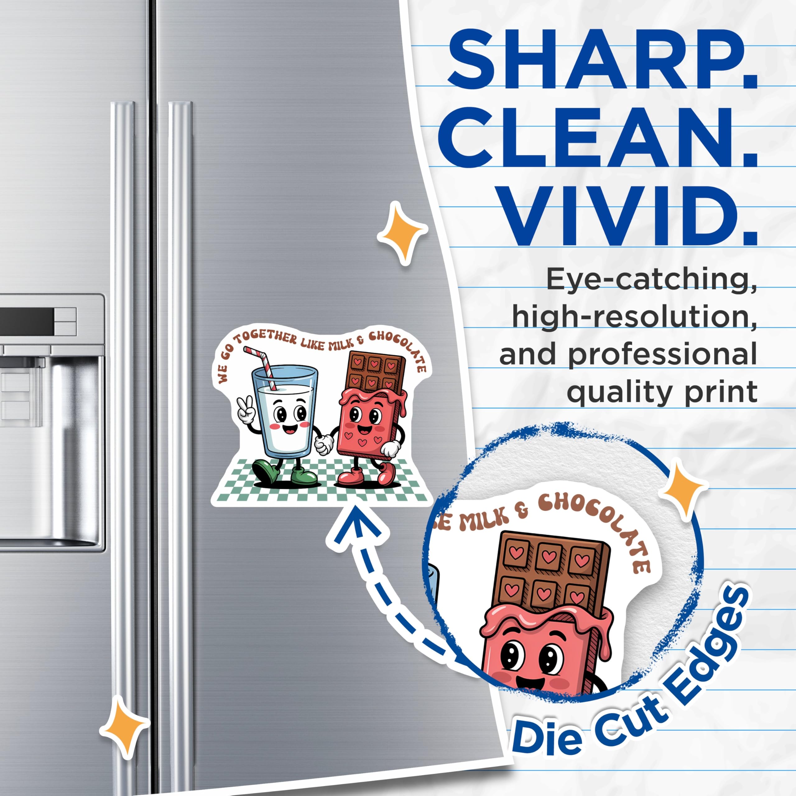 (2 Pack) Milk and Chocolate Magnets - Cute Cartoon Magnets - Couple Relationship Magnets - 5" On Longest Side - Premium Magnet - for Cars, Refrigerators, Toolboxes, Lockers - Made in USA - MAG14394