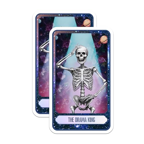 (2 Pack) The Drama King Stickers - Gothic Skeleton - Cosmic Art Stickers - 5" On Longest Side - Sticks to Smooth Flat Surfaces - Made in USA - BMCS9988