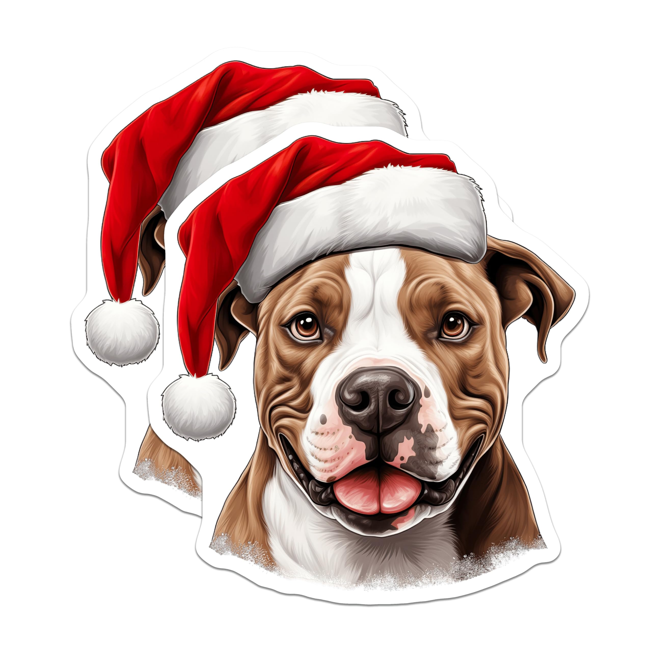 (2 Pack) Pitbull Christmas Magnets - Dog Lover Decor - Santa Dog Art - 5 Inches On Longest Side - Thick Durable Magnet - Made in USA - MAG25074