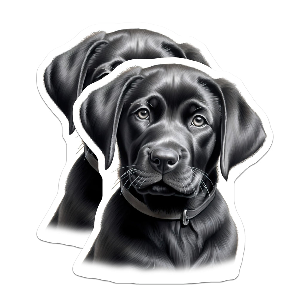 (2 Pack) Black Lab Puppy Magnets - Adorable Labrador Retriever - Cute Dog Decor - Pet Lover Kitchen Fridge Accessory - 5 Inches On Longest Side - Thick Durable Magnet - Made in USA - MAG23741