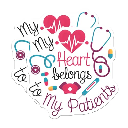 (2 Pack) My Heart Belongs to My Patients Stickers - Nurse Pride - Medical Profession - 5" On Longest Side - Sticks to Smooth Flat Surfaces - Made in USA - BMCS6861
