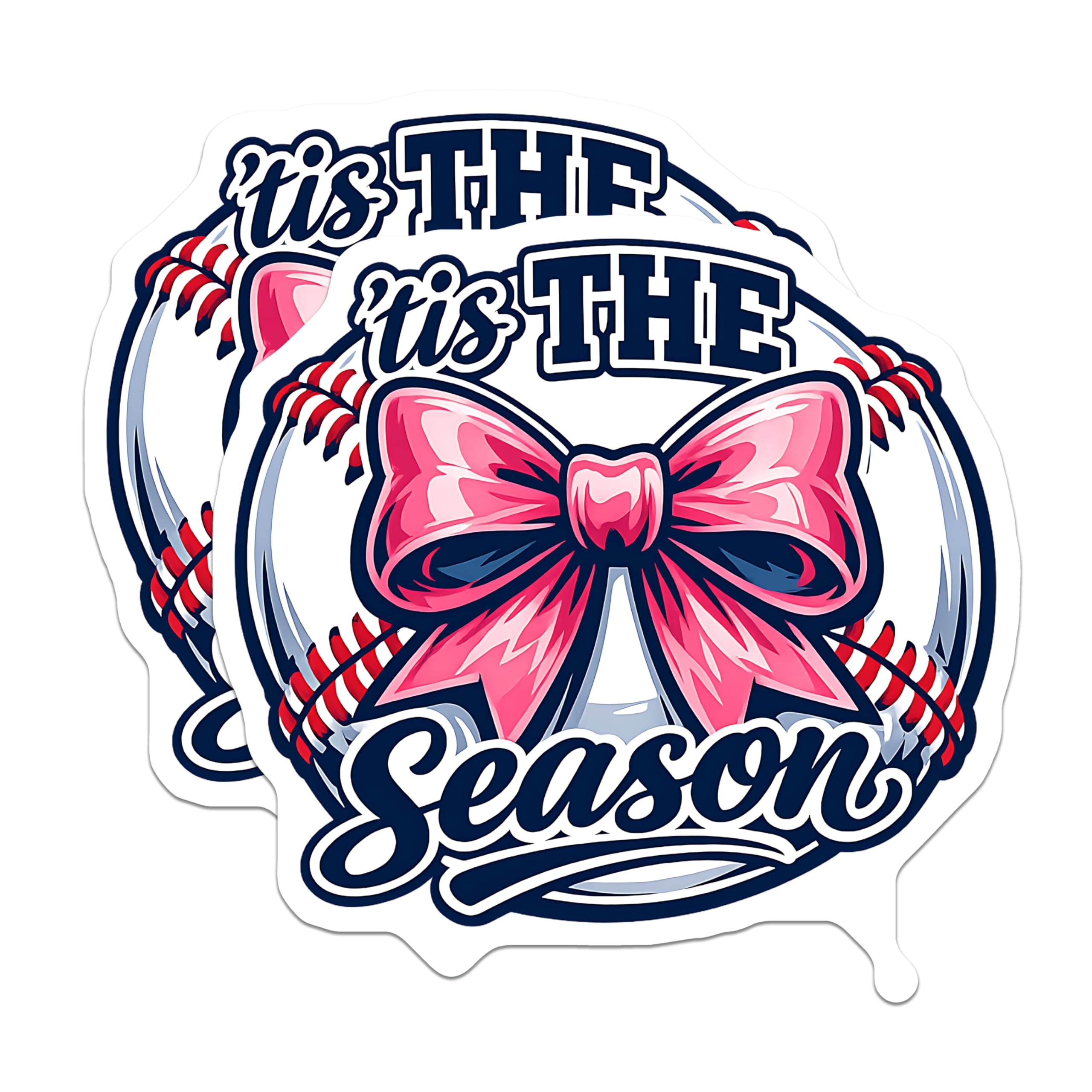 (2 Pack) Baseball Season Magnets - Pink Bow Sports Decor - It's The Season Magnet - Game Day Accessory - Refrigerator Display - 5 Inches On Longest Side - Thick Durable Magnet - Made in USA - MAG21234